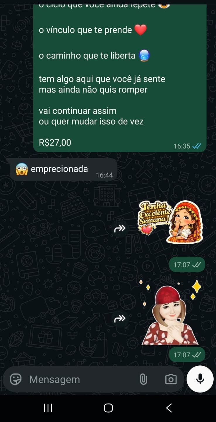 Mensagem real de consulente