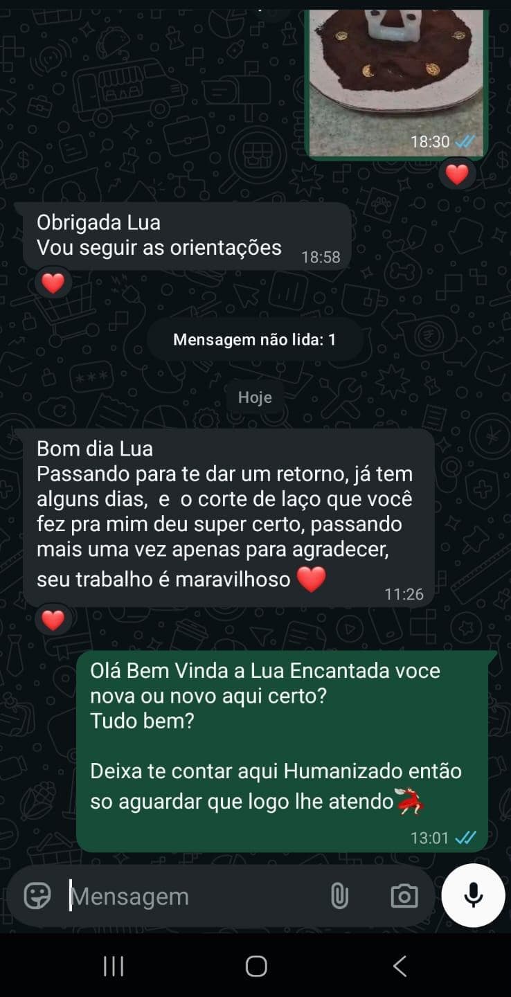 Mensagem real de consulente