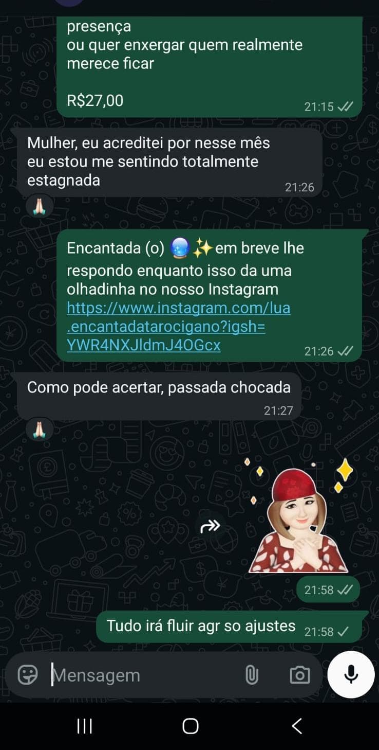 Mensagem real de consulente