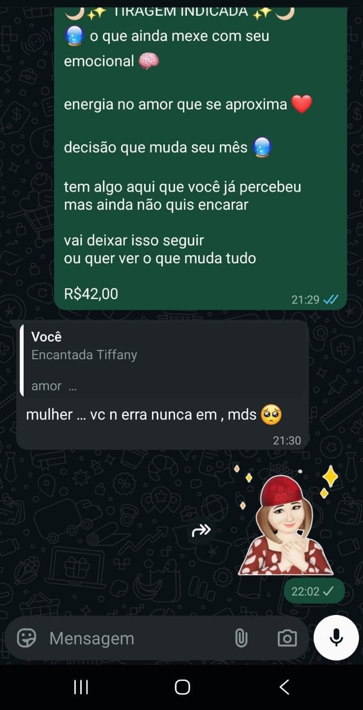 Mensagem real de consulente
