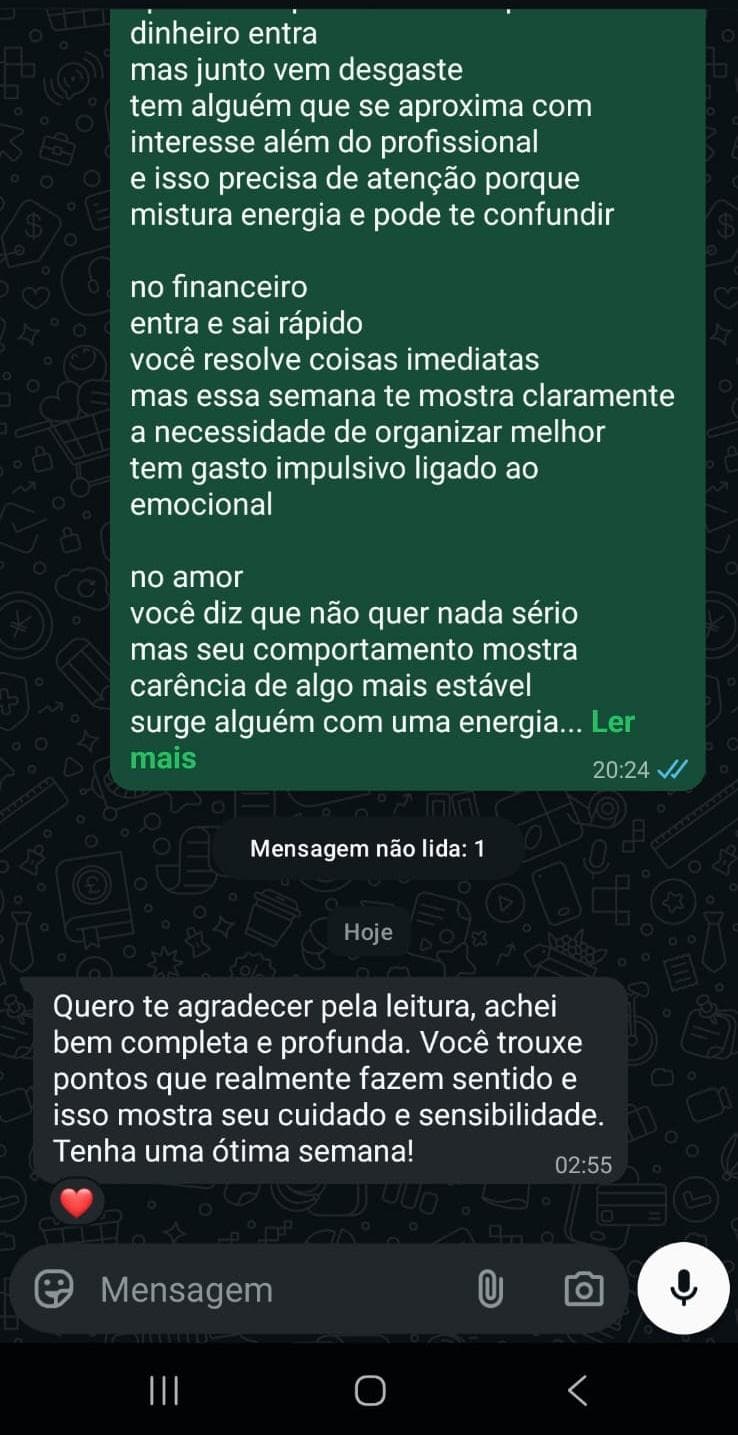 Mensagem real de consulente