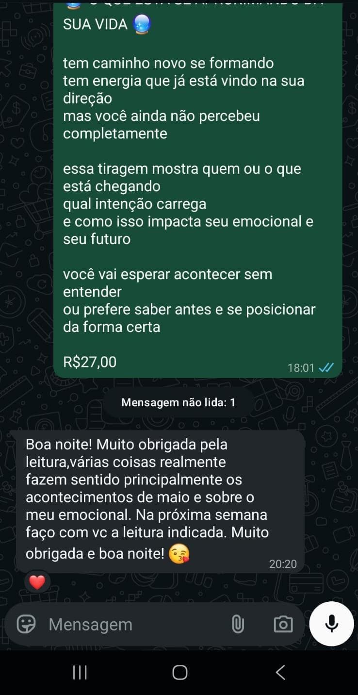 Mensagem real de consulente