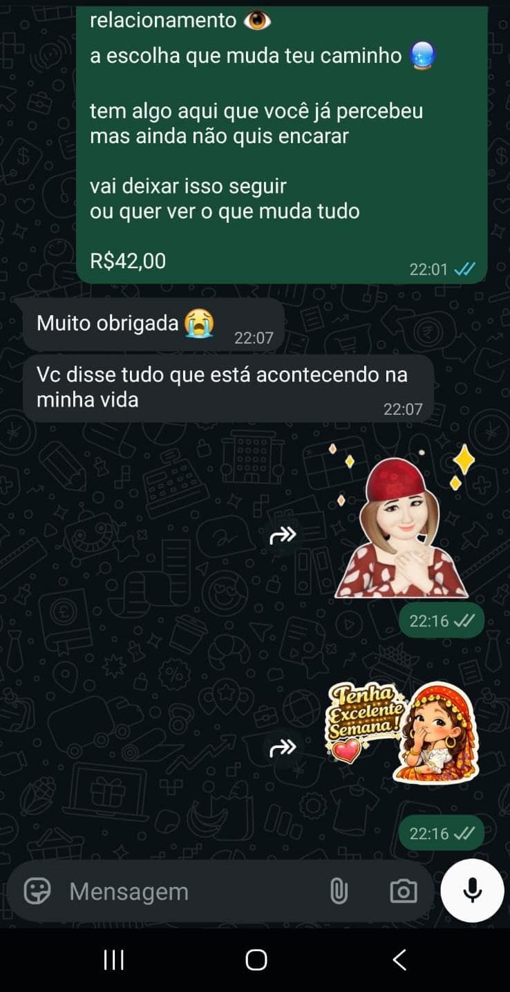 Mensagem real de consulente