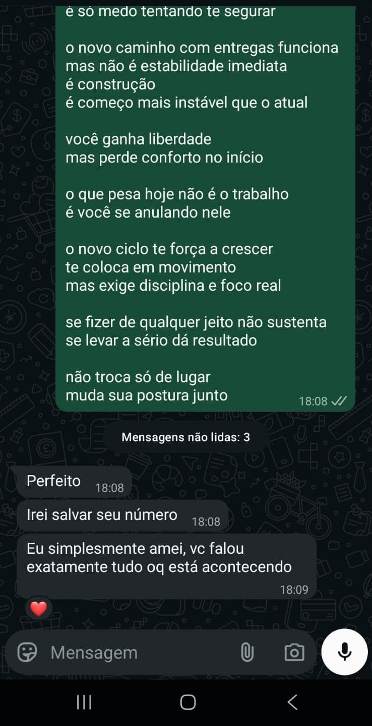 Mensagem real de consulente