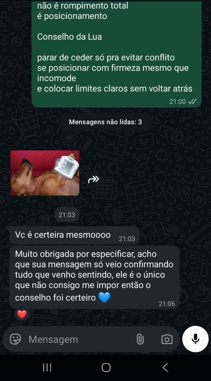 Mensagem real de consulente