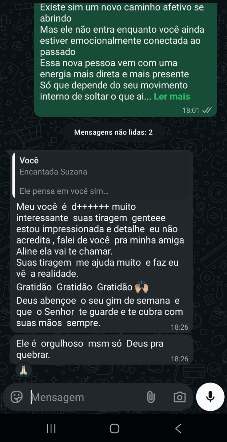 Mensagem real de consulente