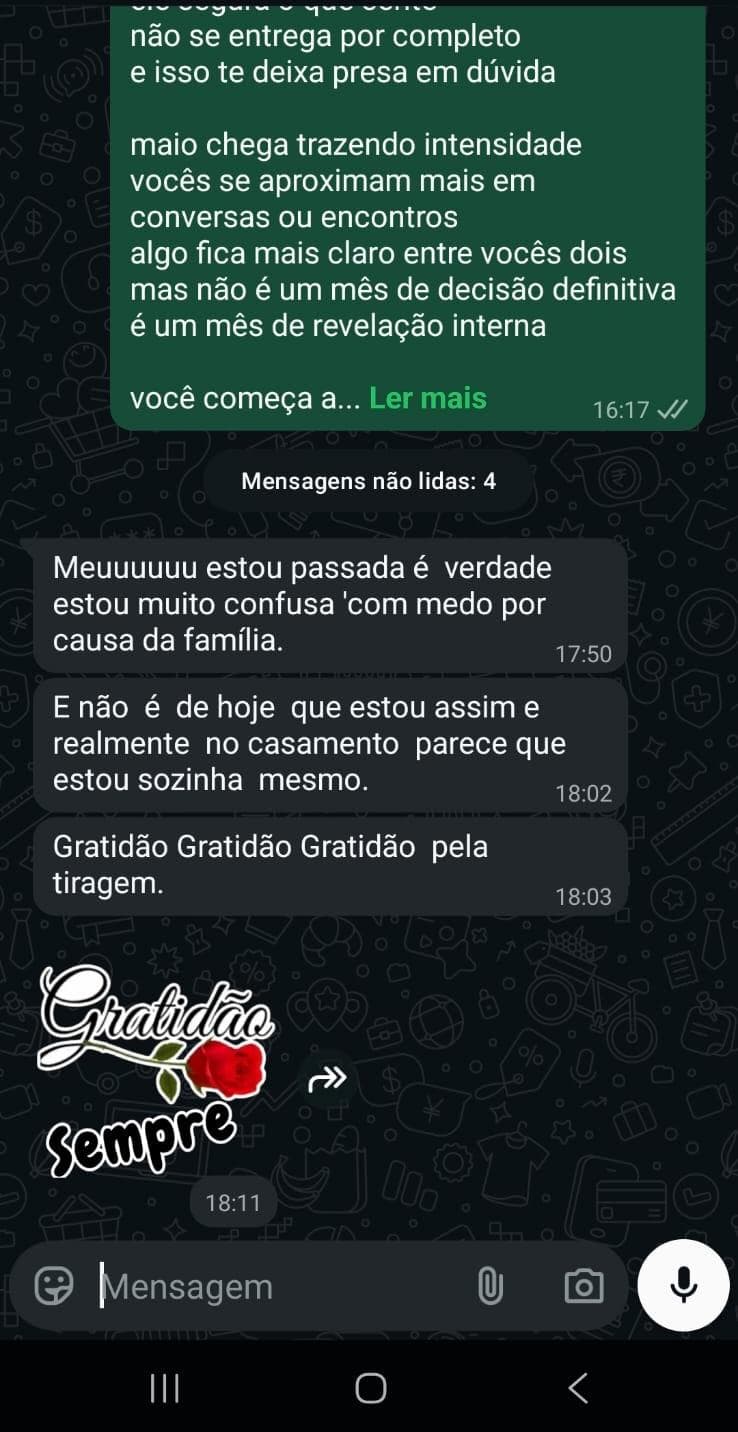 Mensagem real de consulente