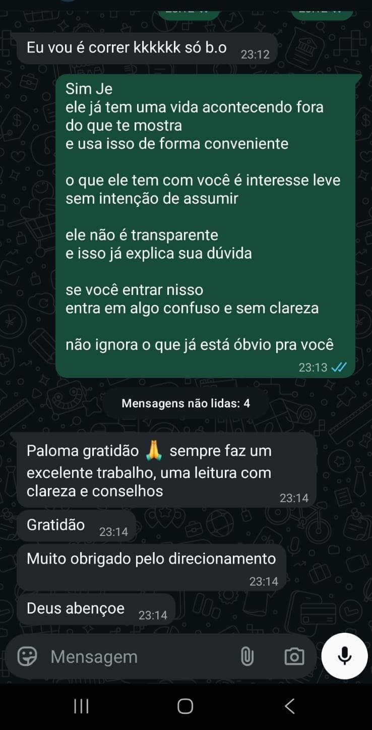 Mensagem real de consulente