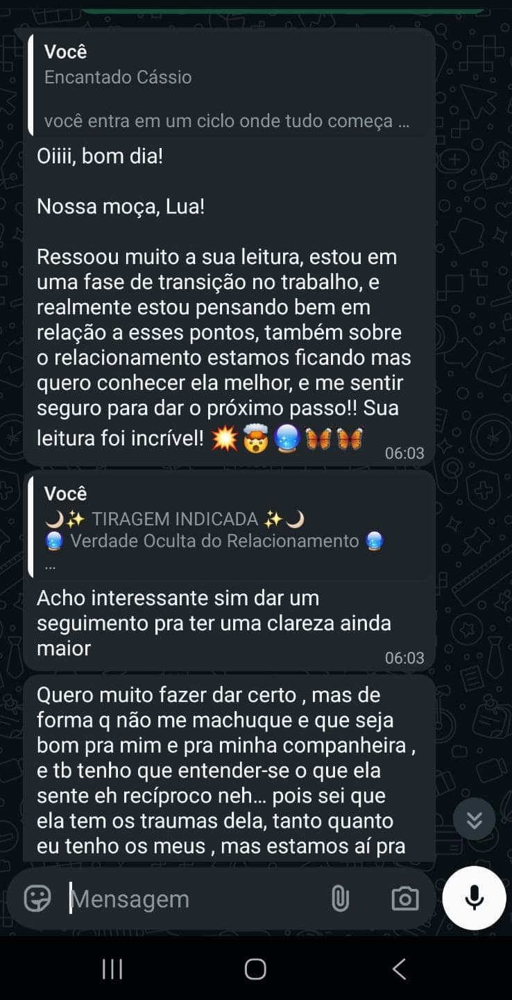 Mensagem real de consulente