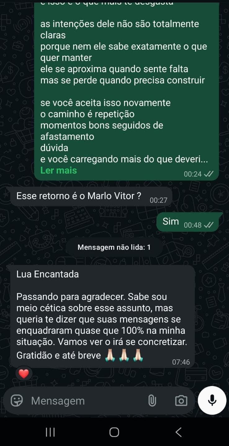 Mensagem real de consulente