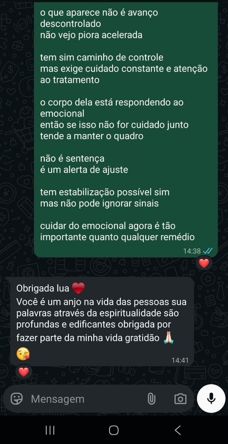 Mensagem real de consulente