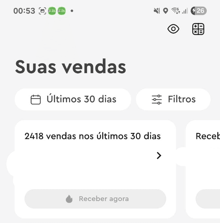 Print do painel: 2.418 vendas — 30 dias seguintes