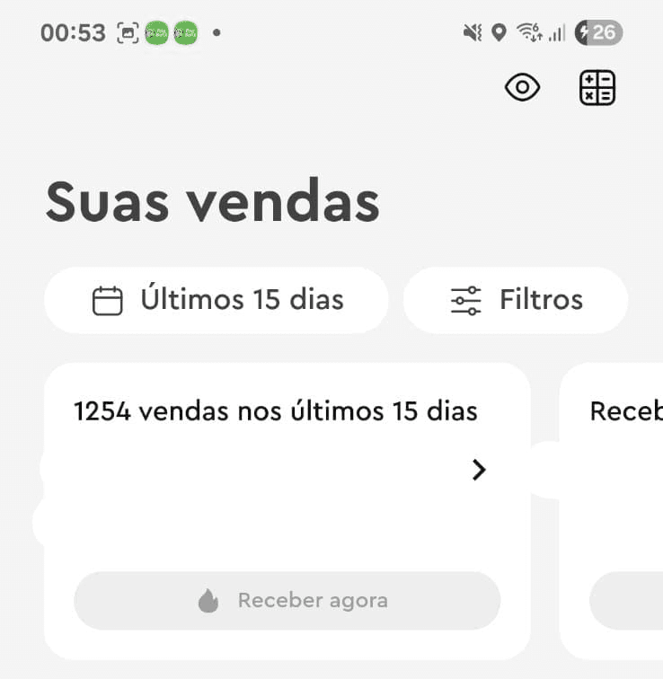Print do painel: 1.254 vendas — 15 dias